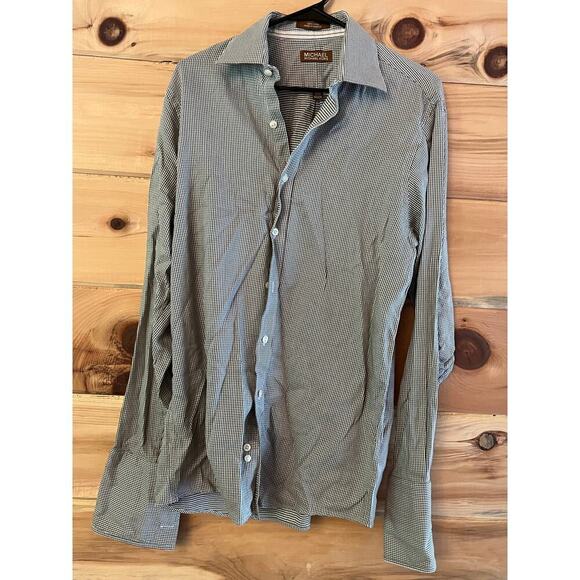 Michael Kors Men's Button Down Dress Shirt. Sz Medium. 15 1/2 34/35  Green/white - Picture 1 of 12